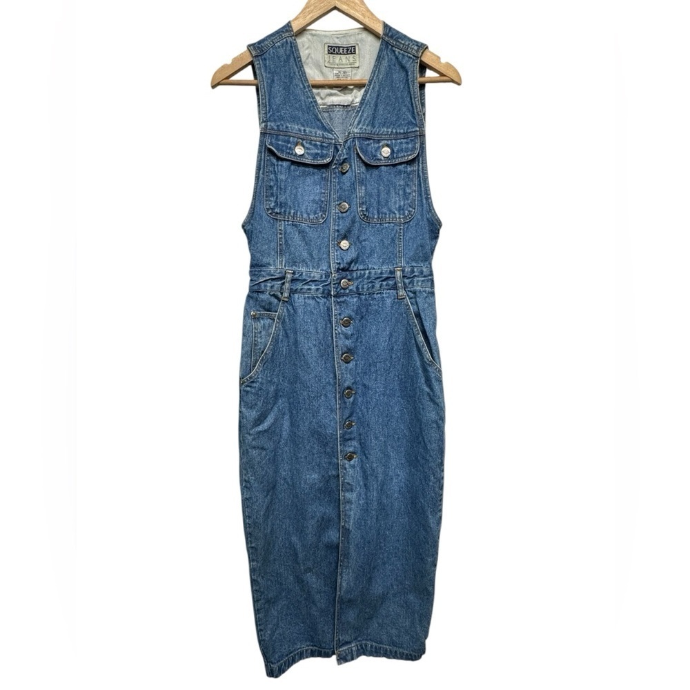 Vintage Squeeze Jeans button up dress size 9/10